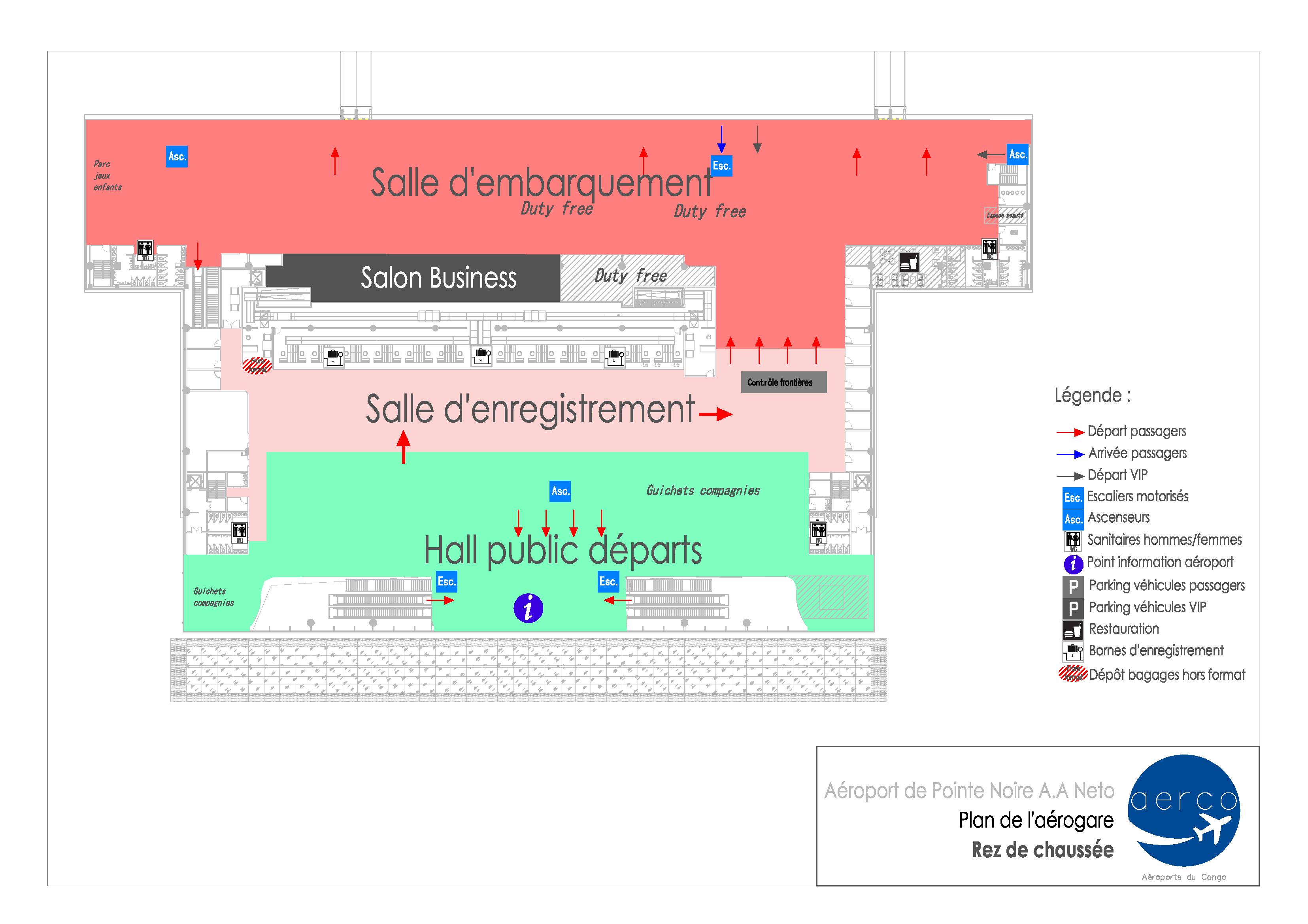 plans de l'aérogare rez-de-chaussée